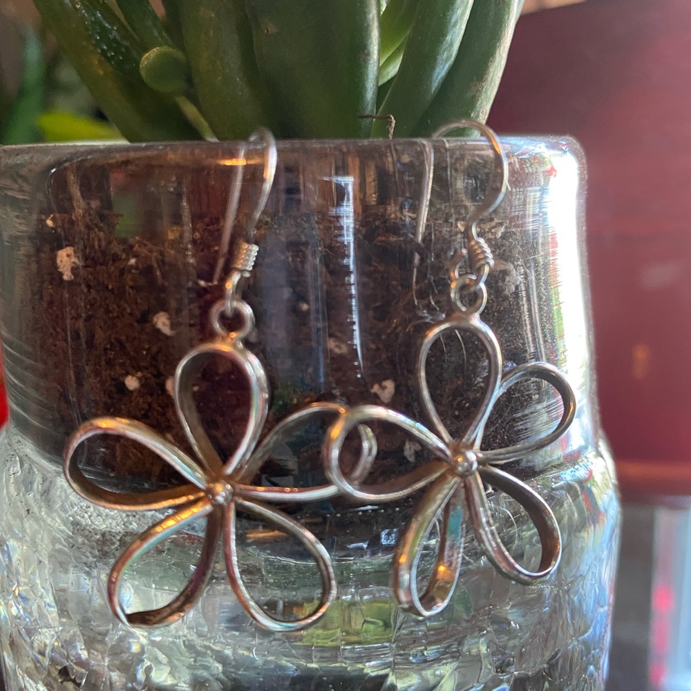 925 silver flower earrings